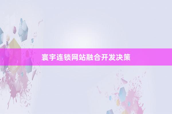 寰宇连锁网站融合开发决策